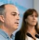 FOTO RUEDA DE PRENSA JORDI TURULL Y LAURA BORRÀS en la sede de JUNTS