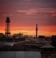Intenso candilazo al amanecer en Barcelona con la estatua de Colón de testigo.