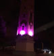 La Torre de la Miranda iluminada de morado.