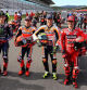 Portimao (Portugal), 23/03/2023.- (L-R) French MotoGP rider Fabio Quartararo of Monster Energy Yamaha MotoGP, Spanish MotoGP rider Marc Marquez of Repsol Honda Team, Spanish MotoGP rider Joan Mir of Repsol Honda Team and Italian MotoGP rider Francesco Bagnaia of Ducati Lenovo Team pose for photographs at Algarve International Circuit in Portimao, Portugal, 23 March 2023. The motorcyling season 2023 kicks off with the Grand Prix of Portugal on 26 March 2023. (Motociclismo, Ciclismo, Francia) EFE/EPA/NUNO VEIGA