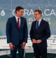 Pedro Sánchez y Alberto Núñez Feijóo, minutos antes de comenzar el cara a cara de Atresmedia