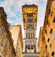 El ascensor de Santa Justa está en el corazón de Lisboa, Portugal