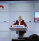 Anna Grau, portavoz de Ciudadanos en el Parlament, en la rueda de prensa