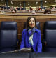 MADRID, 15/11/2023.- La ministra de Defensa en funciones, Margarita Robles, sonríe a su llegada al hemiciclo para asistir al primer día del debate de investidura del líder socialista, Pedro Sánchez, para exponer su nuevo programa de Gobierno y pedir la confianza a la Cámara para revalidar su mandato en la Moncloa, este miércoles, en Madrid. EFE/Javier Lizón
