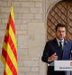 Rueda de prensa del President Aragonès en la galería gótica del Parlament de Catalunya posterior al encuentro con el presidente del gobierno Pedro Sánchez
