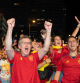 El presidente del PP, Alberto Núñez Feijóo, celebrando la victoria de España en la final de la Eurocopa