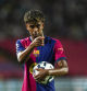 BARCELONA, 12/08/2024.- El delantero del Barcelona Lamine Yamal durante el partido del torneo Joan Gamper, que Barcelona y Mónaco disputan este lunes en el estadio Olímpico Lluis Companys. EFE/ Alejandro García