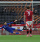 Bruno Fernandes shoots from the penalty spot to score the team's second goal during the UEFA Europa League Last 16 Second Leg football match between Manchester United and Real Sociedad at Old Trafford stadium in Manchester