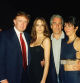 From left, American real estate developer Donald Trump and his girlfriend (and future wife), former model Melania Knauss, financier (and future convicted sex offender) Jeffrey Epstein, and British socialite Ghislaine Maxwell pose together at the Mar-a-Lago club, Palm Beach, Florida, February 12, 2000. (Photo by Davidoff Studios/Getty Images)