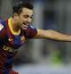 Xavi Hernández celebra su gol conseguido ante el Espanyol