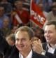 José Luis Rodríguez Zapatero en el mitin de hoy domingo del PSOE en Alcalá de Henares, acompañado por Tomás Gómez