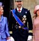 La reina Sofía, el príncipe Felipe y la princesa Letizia cuando llegaban a la abadía de Westminster
