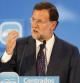 El presidente del PP, Mariano Rajoy, durante su intervención en el mitin electoral de su partido celebrado hoy en Vitorial