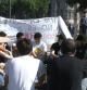 Imagen de los activistas acampados en Plaça Catalunya, la mañana del martes 17 de mayo