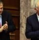 El primer ministro griego, Yorgos Papandreu, junto al ministro de Finanzas, Evangelos Venizelos, tras superar el voto de confianza del Parlamento