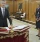 El nuevo ministro del Interior, Antonio Camacho, en el momento de prometer su cargo ante los Reyes de España y el presidente del Gobierno, josé Luis Rodríguez Zapatero