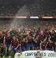 El Barça celebra la consecución de la Supercopa de España