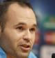 El delantero español del Fútbol Club Barcelona, Andrés Iniesta, durante la rueda de prensa celebrada esta tarde previa al entrenamiento de la plantilla azulgrana en el Camp Nou, previo al encuentro de mañana de ida de la Liga de Campeones que le enfrentará al Milan