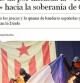 Imagen de la noticia de ABC en su edición on line que informa de los actos institucionales de la Diada con la foto de los encapuchados quemando banderas de España y Francia