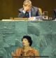 El dictador libio Muamar el Gadafi se dirige a las Naciones Unidas en 2009.
