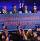 Segunda votación en la Asamblea de compromisarios del FC Barcelona, en la que los socios azulgranas aprueban los presupuestos del año presente