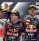 Vettel celebra con Webber y Button su victoria en el GP de Singapur