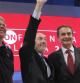Felipe González y José Luis Rodríguez Zapatero saludan junto al candidato socialista a las próximas elecciones generales, Alfredo Pérez Rubalcaba