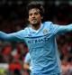 David Silva celebra uno de los goles del City ante el United