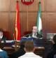 El presidente del tribunal, Javier González, y los acusados, en la sala de la Audiencia de Sevilla al inicio de la sexta jornada del juicio por la violación y asesinato de Marta del Castillo