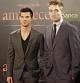 Los protagonistas de la saga Crepúsculo, Robert Pattinson y Taylor Lautner, a su llegada al Palacio de Congresos del recinto del Fòrum