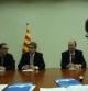 Enric Millo y Jordi Cornet, en primer plano, negocian con Francesc Homs y Jordi Turull