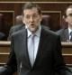 El presidente del Gobierno, Mariano Rajoy, durante una de sus intervenciones en la sesión de control al Ejecutivo que se celebra hoy en el Congreso de los Diputados.