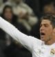 El delantero del Real Madrid Cristiano Ronaldo celebra su gol ante el Racing de Santander