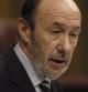 El secretario general del PSOE, Alfredo Pérez Rubalcaba, durante una intervención en el pleno del Congreso de los Diputados