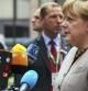 Merkel a su llegada a la cumbre.