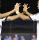 Cristiano Ronaldo celebra un gol ante el AC Milan con su compañero Kaka, en el Yankee Stadium del Bronx, Nueva York (EE.UU.)
