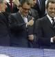 El alcalde de Barcelona, Xavier Trias, el presidente de la Generalitat, Artur Mas, y el presidente del FC Barcelona, Sandro Rosell, en el palco del Camp Nou, durante el partido de Liga contra el Real Madrid