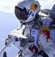 El deportista austríaco de alto riesgo Felix Baumgartner antes de saltar desde la estratosfera hacia la Tierra