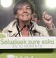La candidata a lehendakari de EH Bildu, Laura Mintegi, durante el mitin de cierre de la campaña electoral, en la plaza de la Constitución de San Sebastián, para las elecciones autonómicas del domingo 21 de octubre