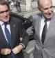 Miquel Roca acompaña a Artur Mas, antes de la conferencia pronunciada en Barcelona Tribuna