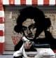 Un grafit amb el rostre de Beethoven en un carrer de Sabadell