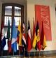 Las banderas de los países que participan en la XXII Cumbre Iberoamericana en Cádiz, listas para el encuentro en el Palacio de Congresos