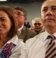 Carme Chacón y Pere Navarro, en el mitin del PSC en L'Hospitalet