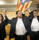 El candidato de ERC, Oriol Junqueras, celebra los resultados en las elecciones catalanas de 2012