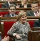Núria de Gispert recibe el aplauso del hemiciclo tras haber sido reelegida esta mañana en Barcelona, presidenta del Parlament de Catalunya.