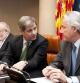 Salvador Esteve, Fernández Díaz y Llobet, en el pleno de la Diputación.