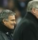 Mourinho y Ferguson en el Santiago Bernabeu en la ida de los octavos de final de la Champions League
