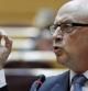 El ministro de Hacienda y Administraciones Públicas, Cristóbal Montoro, durante su intervención en el pleno celebrado esta tarde en el Senado, en Madrid.