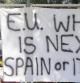 Una pancarta en Nicosia se pregunta: "¿Quién es el siguiente, UE? ¿España o Italia?"
