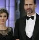 Los Príncipes de Asturias, Felipe de Borbón y Letizia Ortiz, a su llegada a la cena gala que ofrece la reina Beatriz de Holanda, hoy en en el Rijksmuseum de Amsterdam